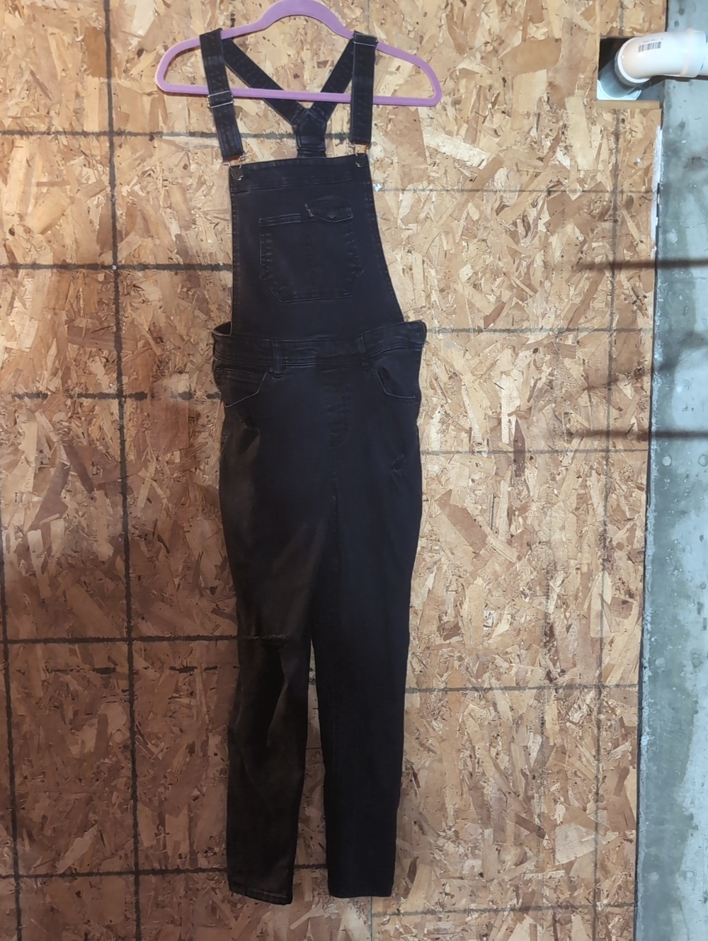 Celebrity Pink Black Skinny Denim Overalls